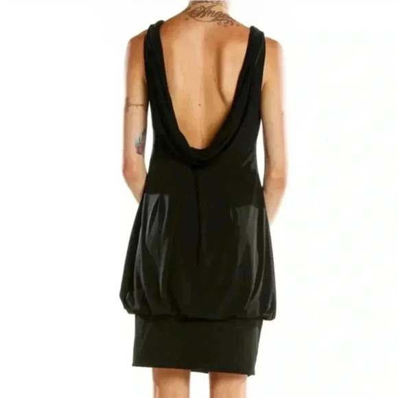Eliza J Black Bubble dress Career Cocktail Stretch Sleeveless V neck Size 6 - Picture 4 of 7